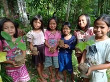 children planting trees